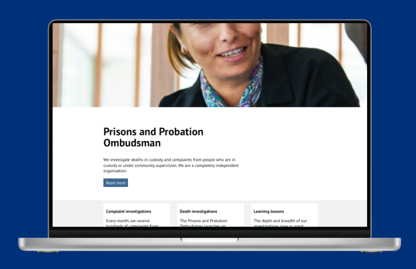 Prisons and Probation Ombudsman example of a website homepage built using Website Builder.