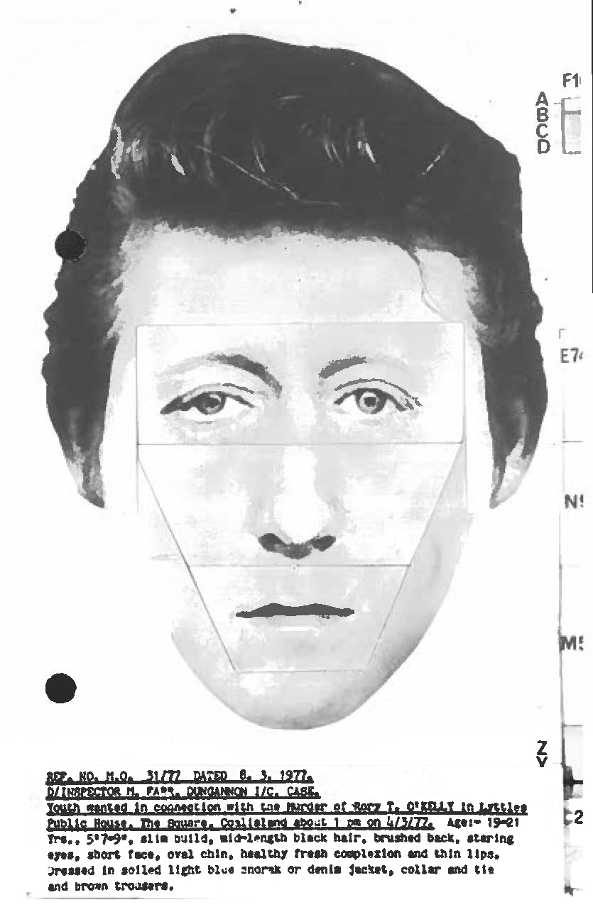 Black and white photofit image of a man&rsquo;s face and hair. 
