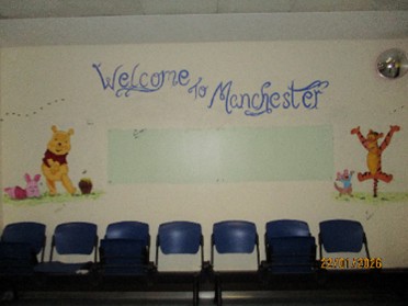 Photograph of 'welcome to Manchester wall art.
