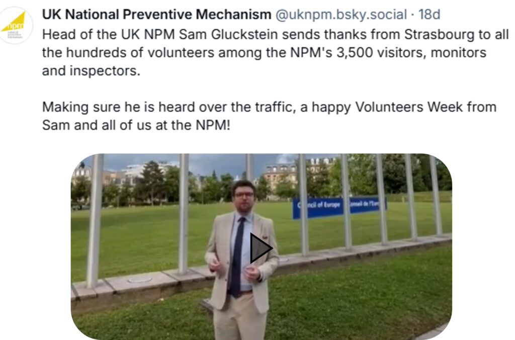 Screenshot of UKNPM Bluesky post thanking NPM volunteers