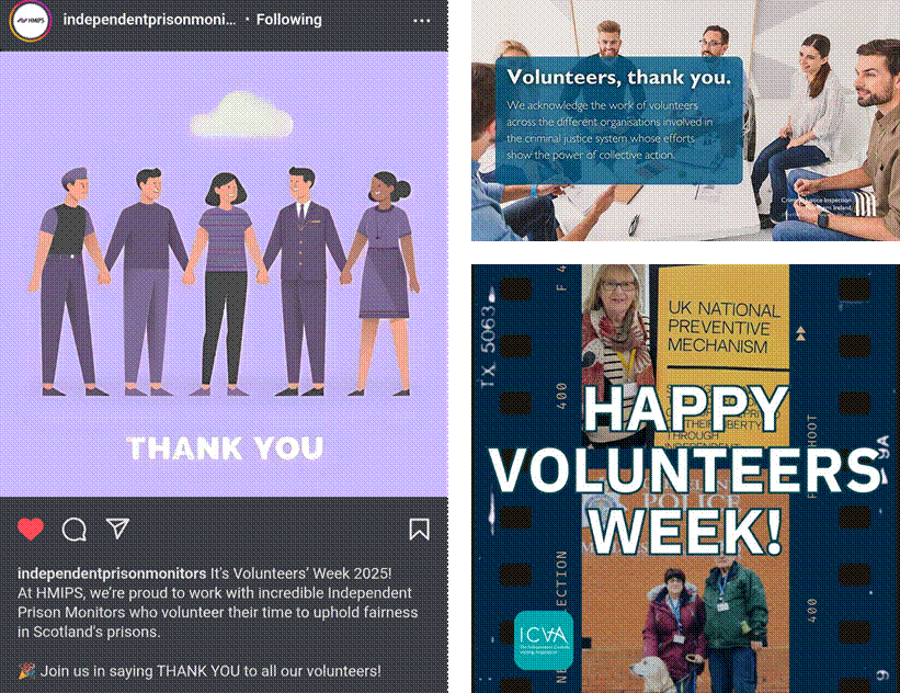 Screenshots of other NPM bodies' social media posts thanking NPM volunteers
