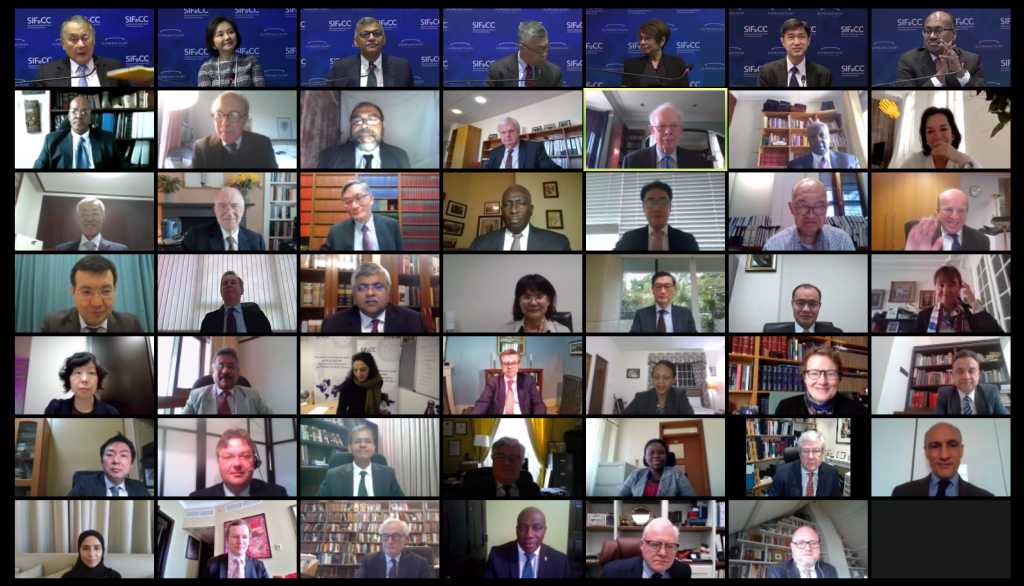 Image of the group of judges attending the Third Full Meeting Virtually in Singapore.