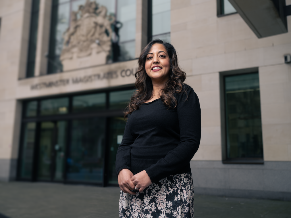 Magistrate Rushda standing outside of court