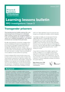 Prisons and Probation Ombudsman, learning lessons, transgender prisoners