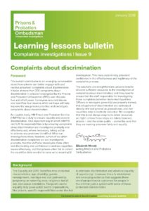 Prisons and Probation Ombudsman, discrimination complaints