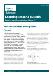 Post-release death investigations learning lessons bulletin cover