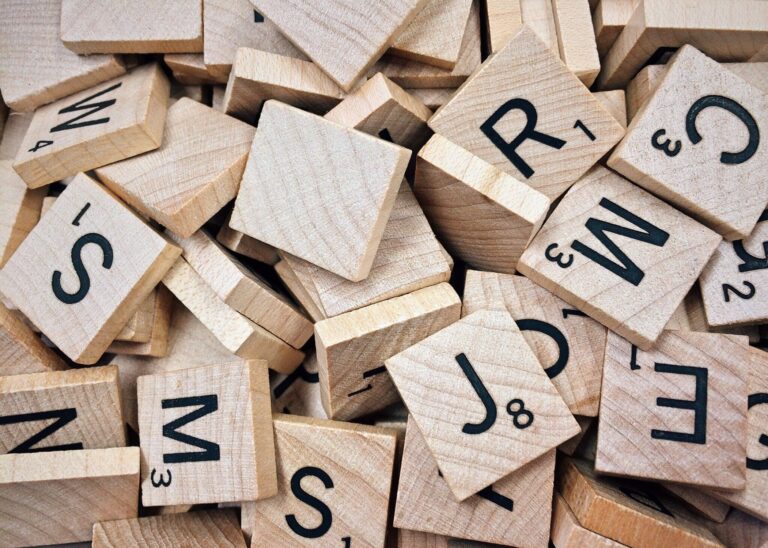 A pile of scrabble tiles