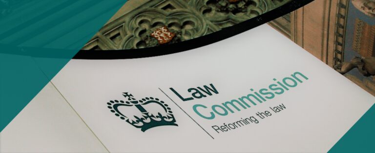 A photo of the Law Commission logo on a report