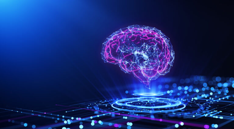 Digital brain hologram.