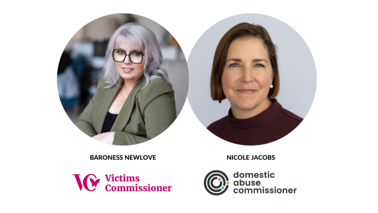 Image of Victims' Commissioner, Baroness Newlove, alongside Domestic Abuse Commissioner, Nicole Jacobs.