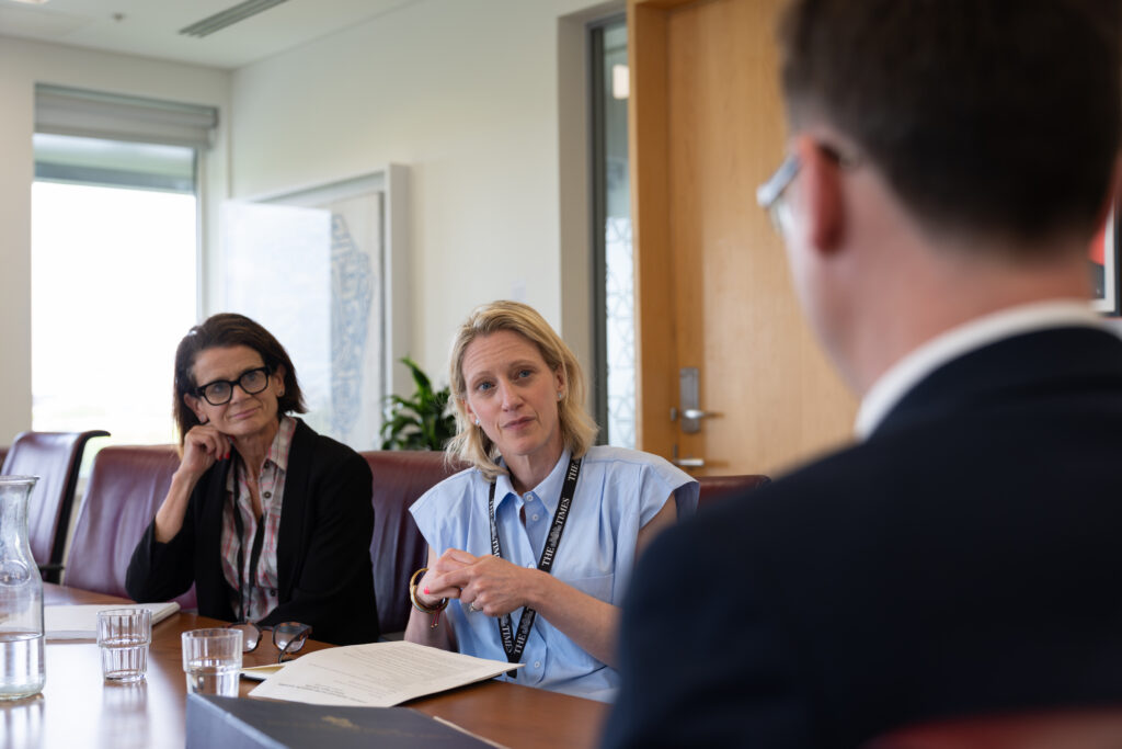 A photograph of the Victims' Commissioner pictured in conversation with the Lord Chancellor
